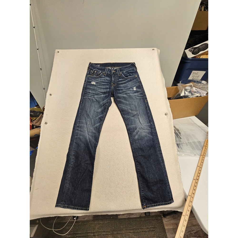 True Religion Ricky Relaxed Straight Leg Dark Wash Denim Jeans Mens 29 USA